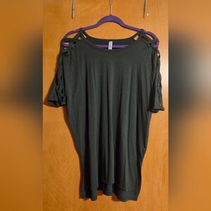 Zenana Outfitters Dark Green Cold Shoulder Top